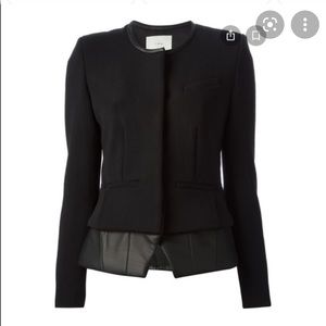 IRO Clyde Leather Trimmed Peplum Jacket 42 6